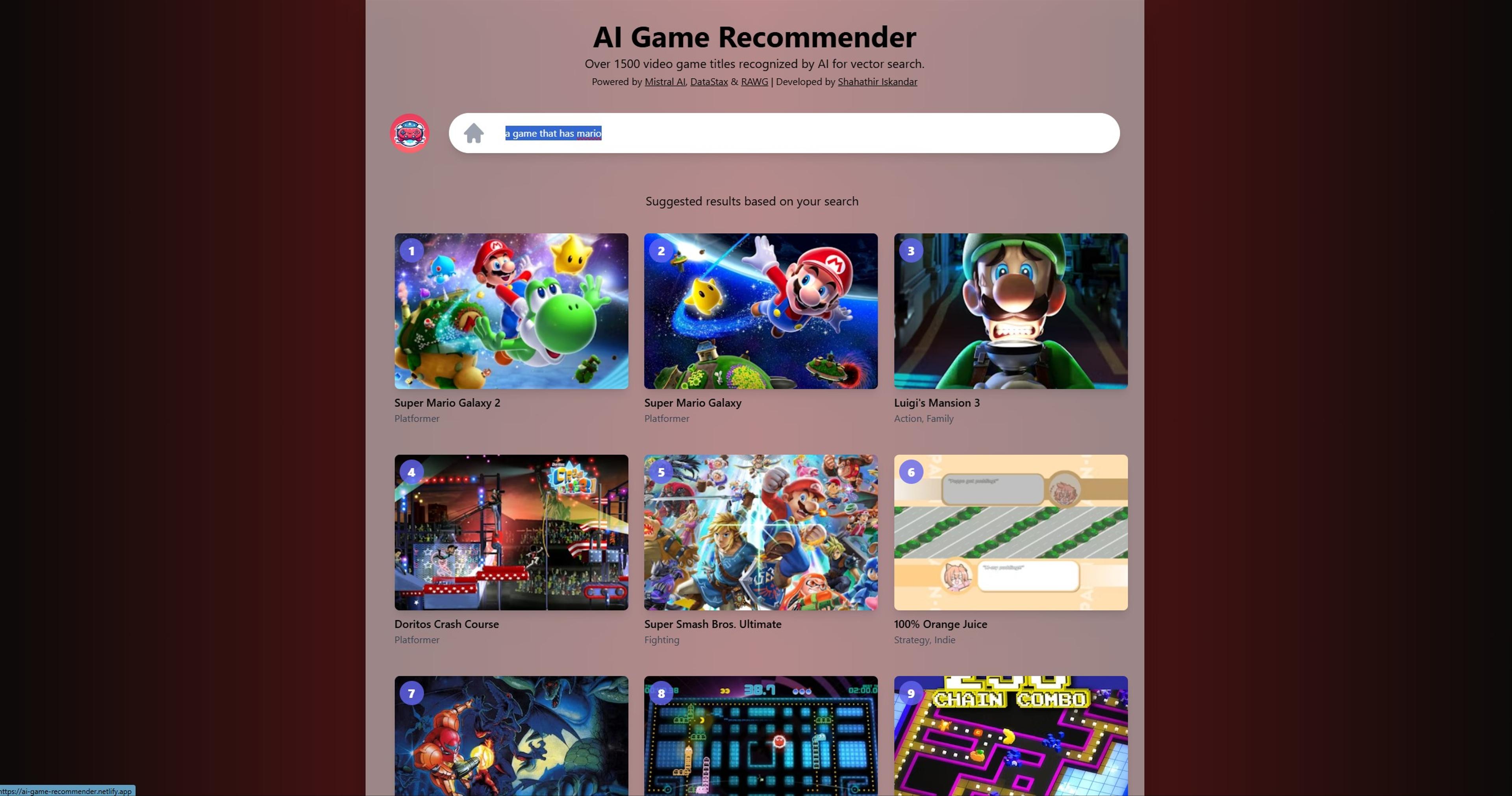 AI Game Recommender preview