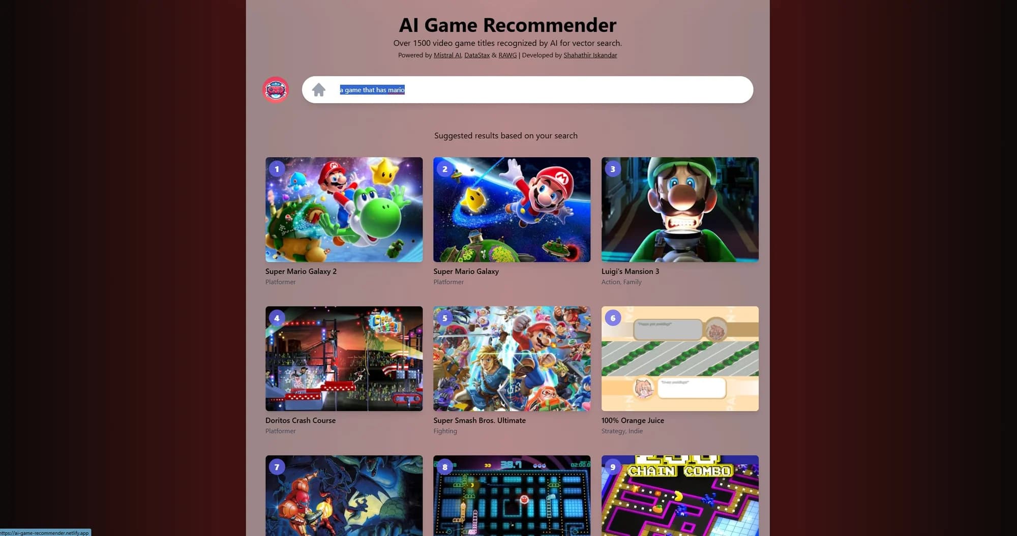 AI Game Recommender screenshot